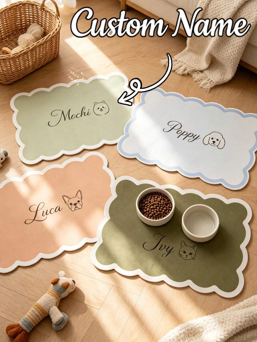 Personalized Pet Feeding Mat; Customizable With Patterns Or Names; Suitable For Dog Or Cat Food Bowls; Can Also Serve As An Indoor Floor Mat; Ideal For Daily Use By Dog Owners And A Perfect Gift For Pet Lovers. - Multicolor - View 1