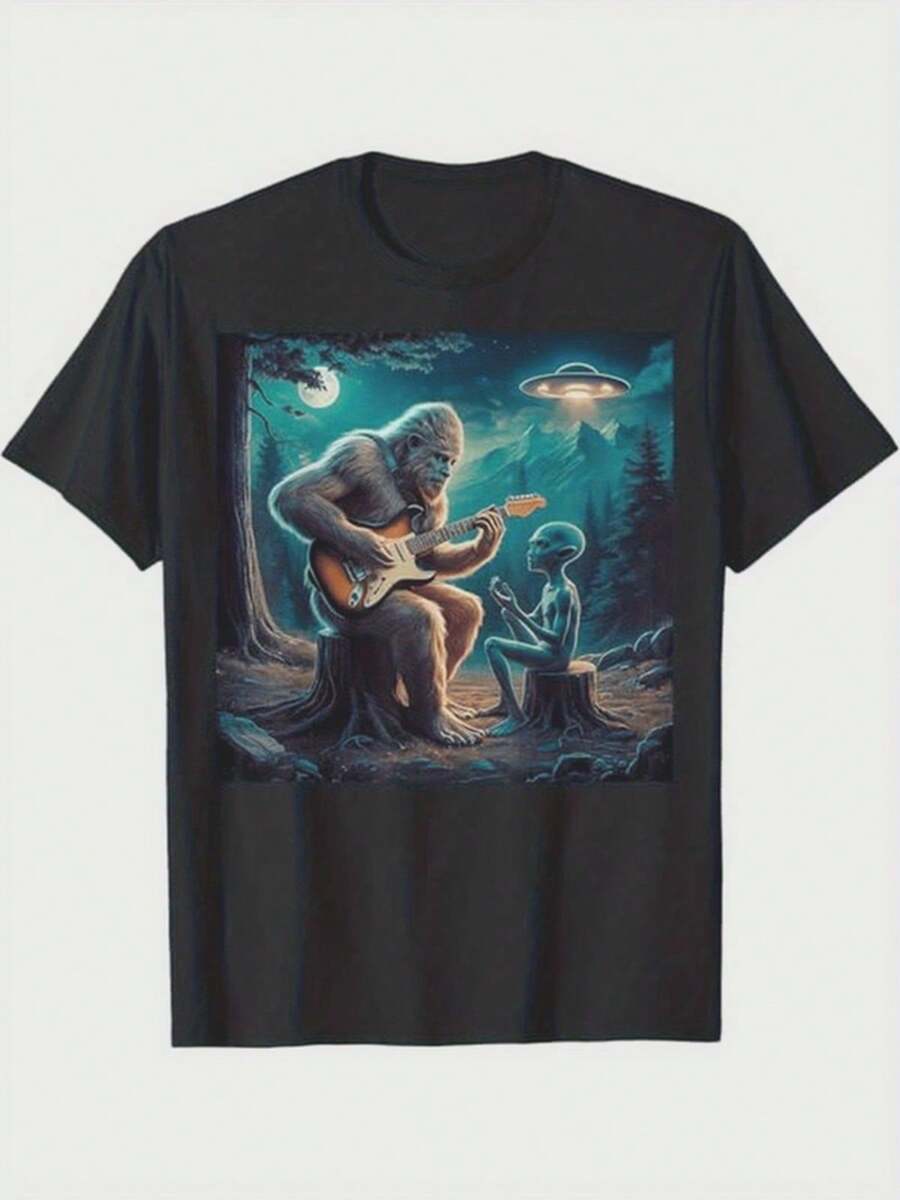 Men Sports Tees & Tanks - 黑色 - 查看 1