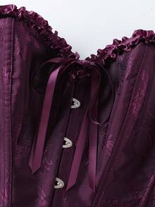 Women's Burgundy Cropped Top With An Asymmetrical Hem; A Form-Fitting Piece Perfect For Occasions Such As Halloween, Dates, Or Parties. - Dark Purple - View 5