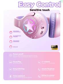 Authentic Acer OHR831 Bluetooth Over-Ear Headphones, RGB Starlight Lighting Effect, HiFi Surround Stereo Sound, Soft Breathable Thick Ear Pads, Adjustable Headband, Foldable Portable Design, Multi-Function Buttons, Macaron Color, Type-C Fast Charging - View 9