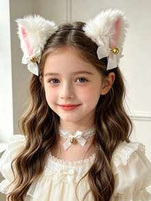 Cute Cat Ear Hair Clip Maid Style Animal Ear Bow Headband Cat Rabbit Bell Headband Halloween Hair Accessory - Multicolor - View 2