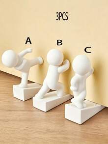 1/3pcs Fun Standing Kung Fu Character Design Door Stopper, Door Wall Protector, Door Bottom Protector, Easy To Install, Pet Friendly, Suitable For Home And Office - Simple Installation, Stable Door Stopper, Suitable For Indoor/Outdoor Use, Fun Humanoid Design, Lightweight And Durable, Cute Door Stopper - / - View 9