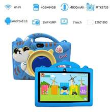 yesido Tablet 7 inci dengan RAM 4GB + ROM 64GB / Prosesor Quad-Core 1.3GHz / Android 13 MTK8321 / Layar IPS HD 1280x800 / Kamera 2MP+5MP / Baterai 4000mAh / WiFi, Kontrol Orang Tua, Edukasi, Game / Bahan ABS + Silikon, Tablet Edukasi - Biru - View 7