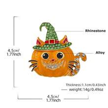 Halloween Pumpkin Cat Brooch Witch Hat, Ghost Brooch With "Boo" Text, Cartoon Brooch, Sweater Accessory, Bag Decoration, Holiday Costume Accessory, Gift - Multicolor - View 6
