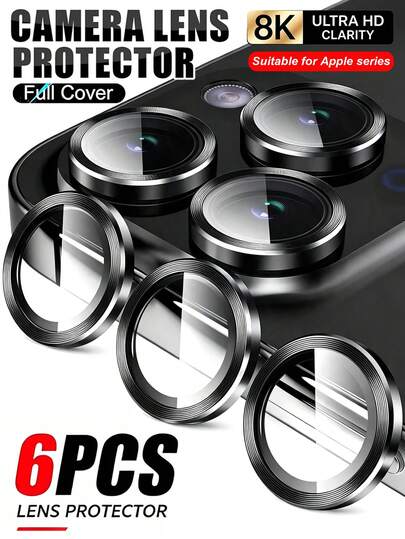 Navigator 6 pièces Film de lentille œil d'aigle noir, texture CD, résistant aux rayures, anti-usure, lentille claire, résistant aux empreintes digitales, convient pour les coques de téléphone, compatible avec les modèles Ultra/18 Promax/18 Pro/18/17E/17 Promax/16 Promax/15 Promax/14 Promax/13 Promax/12 Promax/11 Promax/17 Pro/16 Pro/15/14/13/12/11