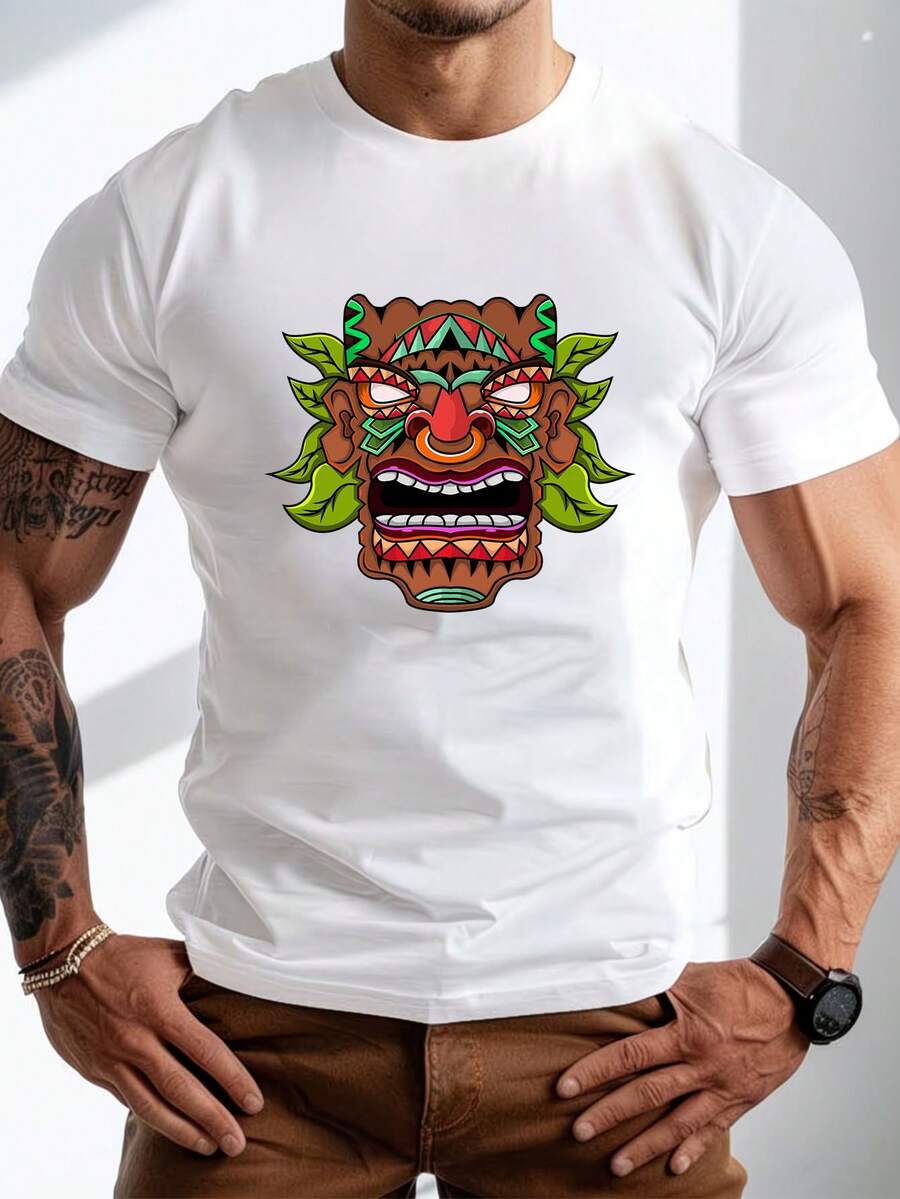Men's Pure Cotton Short-Sleeved T-Shirt Casual Summer Breathable Soft Daily Wear Basic Tee Top - 白色 - 查看 1