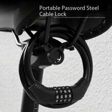 1pc Portable Bicycle Combination Lock, Steel Cable Anti-Theft Lock, 4-Digit Combination Ring Bike Lock, Cycling Accessory - Multicolor - View 2