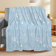 Soft & Comfortable 1pc Modern Flannel Christmas Nap Blanket - Christmas Tree, Deer, Snowflake, Snowman - Polyester Nap Blanket - Digital Print Craft, Suitable For Sofa, Bed, Travel, Office Home Decor - Multicolor - View 2