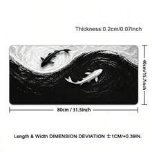 Black White Koi Mouse Pad Gamer XL Extra Large Home Mousepad XXL Office Natural Rubber Carpet PC Table Mat Mouse Mats - View 12