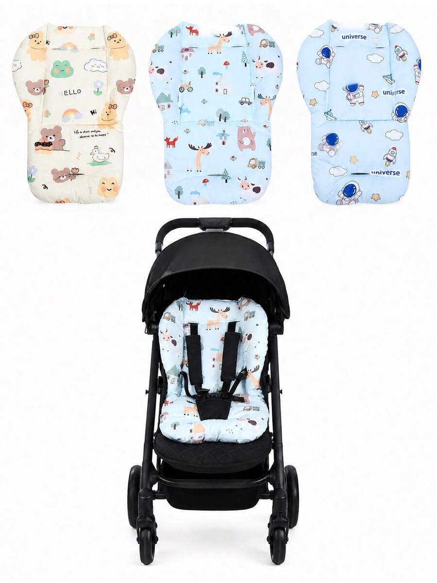 1pc Baby Stroller Seat Cushion, All-Season Universal, Autumn/Winter Stroller Seat Pad, Warm Padded Seat Liner For Baby Stroller - Multicolor - View 1