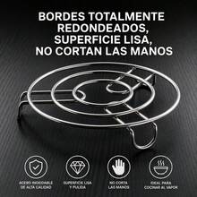 16cm Round Iron  Plated Steaming Rack, Multipurpose Heat Insulating Trivet For Pots And Pans, Elevated Steam Stand For Cooking, Silver - 查看 6