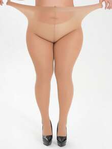 2 Pairs Plus Size Women's Classic Opaque Pantyhose, Elastic Solid Color Tights, Cozy - Multicolor - View 8