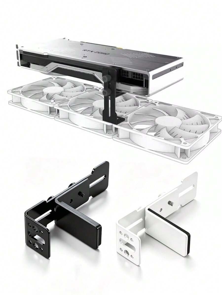 GPU Graphics Card Bracket Anti Bend Support Adjustable Chassis Fan Bracket 6-96mm Fan Position Fixed Metal White/Black