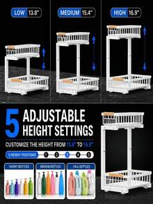 2pcs Under Sink Storage Rack, 2-Tier Pull-Out Metal Organizer, White | Kitchen Pull-Out Storage Cabinet Organizer, 2-Tier Under Sink Storage Rack, Suitable For Bathroom, Laundry Room, Kitchen, With Drawers - Multicolor - View 10