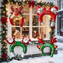 Christmas Reindeer Snowman Santa Claus Shaped Headband Foil Balloons, Holiday Party Decoration, Store Event Atmosphere Decor Balloons - Multicolor - View 1