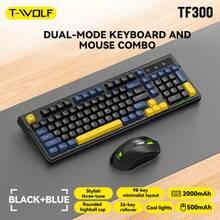 T-WOLF Gaming Keyboard And Mouse Set Wireless Bluetooth Dual Mode Keyboard Mouse RGB Backlit Custom Gaming 104-Key Keyboard 6-Button Wireless Backlit Mouse - View 18