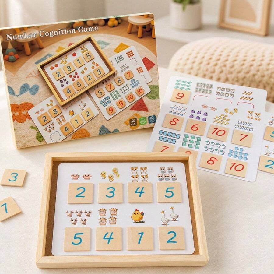 Children's Math Enlightenment Home Teaching Tool, 1-10 Number Matching Early Education Toy, 49-Piece Number Matching Toy Set, Suitable For Preschool Boys And Girls Aged 3 And Above, Christmas Gift - Multicolor - View 1