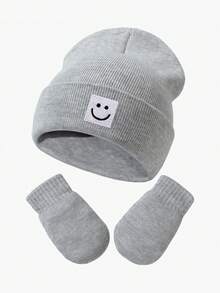1 Set Baby Winter Knitted Hat And Gloves Set, Elastic Yarn Smile Label, Warm And Comfortable Toddler Hat And Gloves Set, Suitable For Daily Outdoor - 1set - View 11
