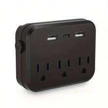 6-In-1 Portable Surge Protector With 3 AC Outlets, 2 USB Ports, And 1 USB-C Port For US Travel - US B Type Plug(110-127V) - View 5