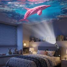 海洋生物 LED 投影燈，夢幻 USB 小夜燈，附大鯨魚、水母與海星圖案，支持 360° 旋轉與角度調節，營造節日派對氛圍，生日禮物、情人節禮物 - 黑色 - 查看 19