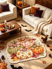 1 pieza Alfombra decorativa con lazo de calabaza de 4 colores, decoración de dormitorio, alfombra pequeña, alfombra, decoración del hogar, alfombra de sala de estar, alfombra pequeña de sala de estar, alfombra de dormitorio, decoración del hogar de sala de estar, alfombra de exterior, alfombra lavable, regalo de temporada de graduación - Multicolor - Ver 2