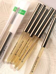 Amber Clear Handle Nail Art Brush Set Professional UV Gel Painting Liner Gradients Brushes Acrylic Manicure Tool With Caps - Ginger - View 9