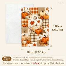 1pc Autumn Pumpkin Throw Blanket, Autumn Pumpkin Buffalo Plaid Maple Leaf Pattern Flannel Single-Sided Printed Blanket, Perfect For Holidays, Birthdays, Sofa And Home Decor - Multicolor - View 12