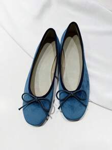 2026 Spring/Summer New Women's Bow-Decorated Ballet Flats - Blue - View 7