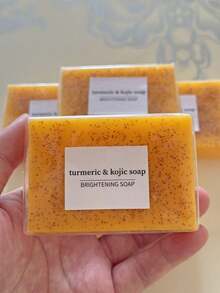 1/3/6pcs Turmeric Ginger Granule Cold Process Handmade Soap, Lemon Scented Cleansing Soap, Gentle Face And Body Wash Soap, Suitable For Daily Home Use - Lemon - View 4