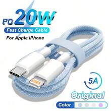 20W USB C To Lightning Fast Charging Cable, Compatible With Apple 14, 13, 12, 11 Pro Max, Plus, Xr, Xs, Xs Max, 8, 7 Series Charging Adapter Accessory Nan MFi Certified - Multicolor - View 2