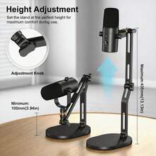 2026 Desktop Microphone Stand Holder Mic Stand Desk Mount For For Recording & Studio, All-Metal Construction, Weighted Iron Base, Height Adjustable, Max 2.2lb Weight Capacity - one-size - View 3