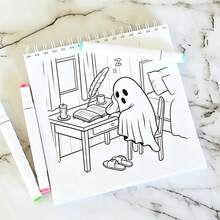 1 Pc Beautiful Days Spiral Coloring Book, Halloween Bold And Cozy Coloring Book, Perfect For Relaxing And Creative Time In A Cozy Witch Aesthetic, Halloween Gifts, 18-Page - Single Piece - View 5