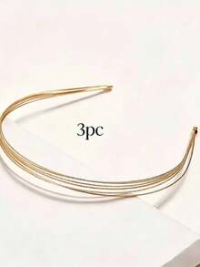Minimalist Fashion Metal Thin Headband, Suitable For Daily Wear - Gold - View 8