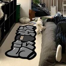 1件裝黑灰色卡通臉不對稱客廳地毯，臥室裝飾，居家休閒地毯，裝飾地毯，臥室裝飾，小地毯，地毯，家居裝飾，客廳地毯，客廳小地毯，臥室地毯，客廳家居裝飾，戶外地毯，可機洗地毯 - 多色 - 查看 7