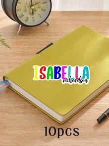 10pcs Customized Name Stickers, Personalized Text Labels, Waterproof Stickers For Water Bottles, Notebooks, Computers, Kids Stickers - Multicolor - View 16