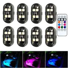 Luces estroboscópicas LED inalámbricas para decoración de coche, luz de ambiente de 8 colores, luces LED recargables, luz de advertencia LED anticolisión - A - Ver 1