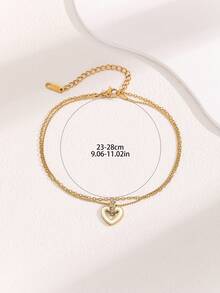 Boho Bohemian Multi-Layer Anklet Set, Pearl Chain With Hollow Heart And Butterfly Rhinestone Pendant, Vintage Gold Tone. Multi-Layer Gold Anklet, Pearl Chain With Hollow Heart And Butterfly Rhinestone Pendant, Gentle And Sweet Girl Design. Summer Beach Party Vacation Accessory, Exquisite Women's Ankle Jewelry, Versatile And Easy To Match With Various Shoes, Fashionable Gift Choice, Non-Fading Anklet. - Gold - View 6