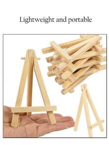 1/3/5/10pcs Wooden Easel Frame Wedding Table Number Card Holder Photo Display Stand, Handmade Painting Art Supplies Home Decor, Natural Wood Tripod Display Stand Conference Wedding Table Card Holder Painting Craft - Apricot - View 3