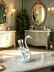 1pc Swan Toothbrush Holder, Can Be Used In Bathroom To Store Toothbrushes And Toothpaste, Also Can Be Placed In Workspace To Hold Pencils - Multicolor - View 4