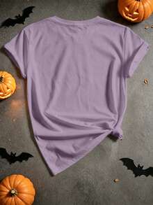 Women's Vintage Witch Broom & Maple Leaf T-Shirt - Dusty Purple - View 2