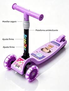 Patinete de 3 ruedas para niñas, altura regulable, plegable, ruedas luminosas, diseño de dibujos animados, juguete para niños principiantes - Multicolor - Ver 10