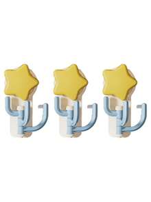 3/1pc Cactus Shaped Rubber Hook, Cute Rotatable 3-Hook Wall Mount, Strong Adhesive No-Damage Door Hook, Perfect For Hanging Keys, Bags And Small Daily Items - Multicolor - View 7