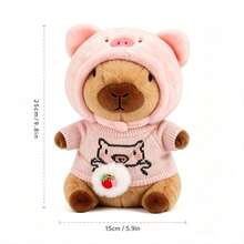 Capybara Plush Toy With 9PCS Dress Up Clothes, Soft Stuffed Animal Set, Cute Interactive Gift, Christmas Gift For Girls Boys - Pink - View 3