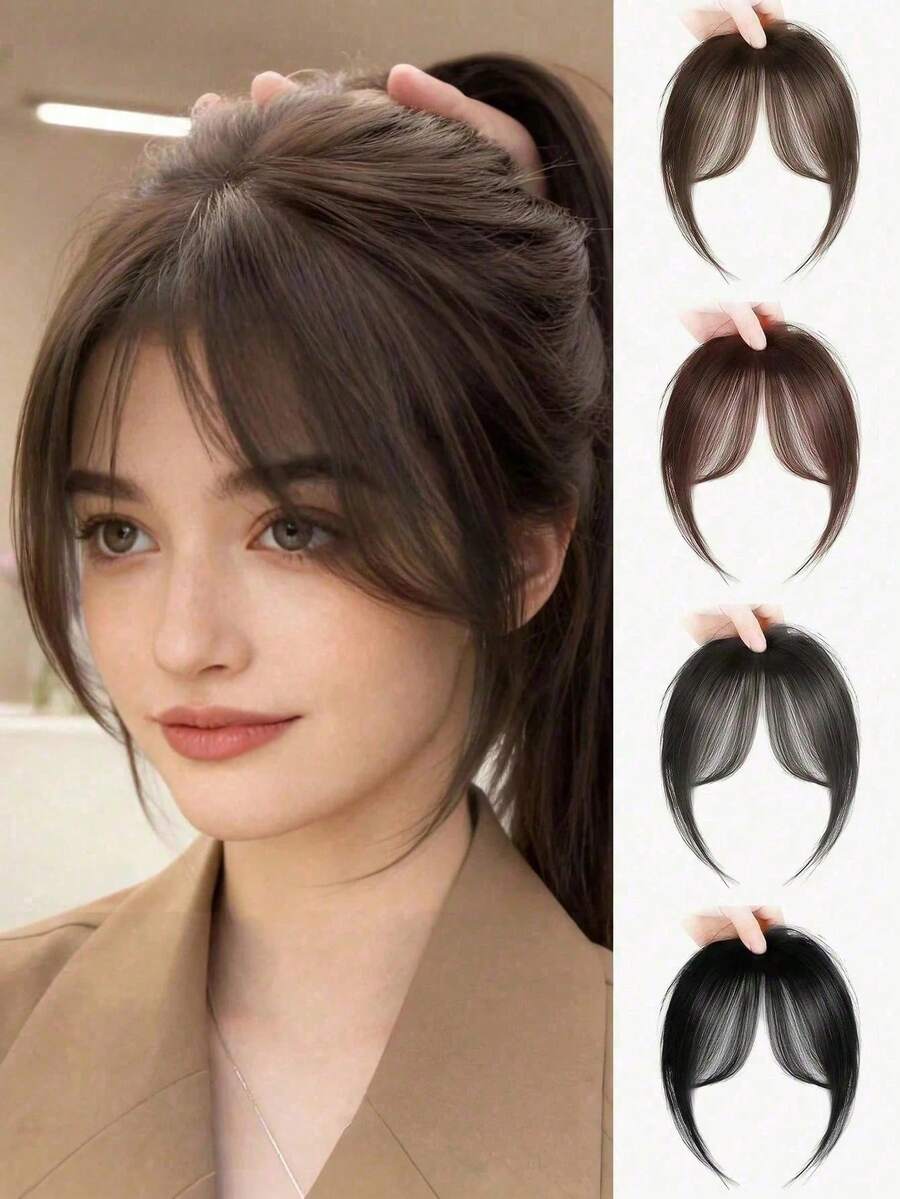2件組女用髮箍，自然3D薄邊修剪側瀏海，蓬鬆前髮片，適合日常佩戴、派對與髮型設計
