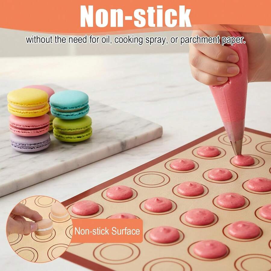 2pcs Silicone Baking Mats, Non-Stick Reusable Silicone Pastry Mats, Heat-Resistant Oven Baking Sheet Liners, Suitable For Making Macarons, Cookies, Bread, Pastries And Biscuits, Easy To Clean Baking Mats, Flexible And Durable Silicone Baking Accessories, Can Replace Disposable Baking Parchment Paper For Repeated Use, Home Kitchen DIY Baking Tools, Oven- Non-Slip Pastry Rolling Mats, Suitable For Home Baking Parties And Dessert Making, Microwave And Oven Dual-Use, Washable And Reusable Kitchen Baking Utensils, Suitable For Baking Enthusiasts