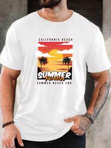 Men's Pure Cotton Short-Sleeve T-Shirt Casual Basic Round Neck Breathable Everyday Tee Top For Summer - 白色 - 查看 6