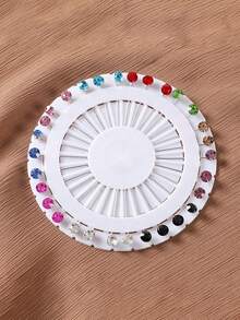 30pcs Rhinestone Studded Colorful Scarf Clips/Pins, Women Fashion Brooch Accessories - Multicolor - View 9