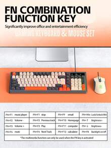 T-WOLF Set Keyboard dan Mouse Gaming, Keyboard dan Mouse Berkabel dengan Lampu Latar, Keyboard Kantor/Rumah Berkabel 98 Tombol dengan Blok Warna Kustomisasi Cetakan Pribadi, 6 Buah Mouse Multi-Warna - View 9