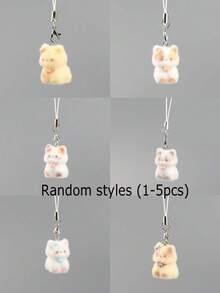 Panini 1-5pcs Flocked Gradient Tie Dye Cute Doll Pendant, Blushing Face Adorable Desktop Ornament - DIY Pendant, 3D Sitting Cat Hanging Decor, Versatile Accessory For Backpack, Car, Keys, Gentle Healing Style Portable Accessory - Metal Clasp, Commuter Bag, Car Interior Decoration - Multicolor - View 14