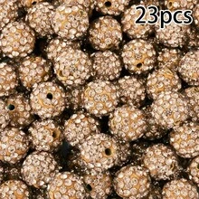 23 10mm Polymer Clay Rhinestone Beads, Sparkling Fancy Diamond Beads, For DIY Products Such As Bracelets, Necklaces, And Keychains. - 23pcs - View 8